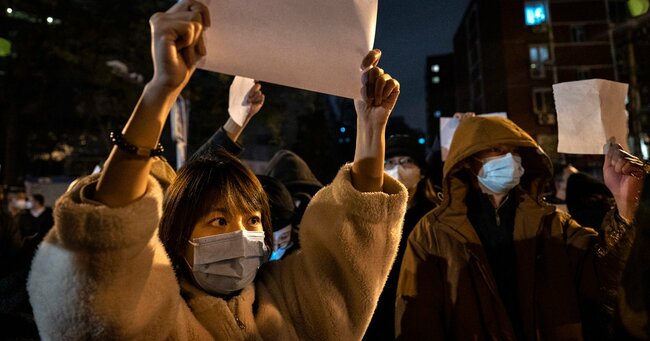 中国・北京での抗議デモ