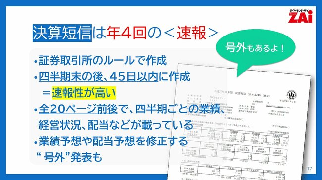 決算短信は年4回の<速報>