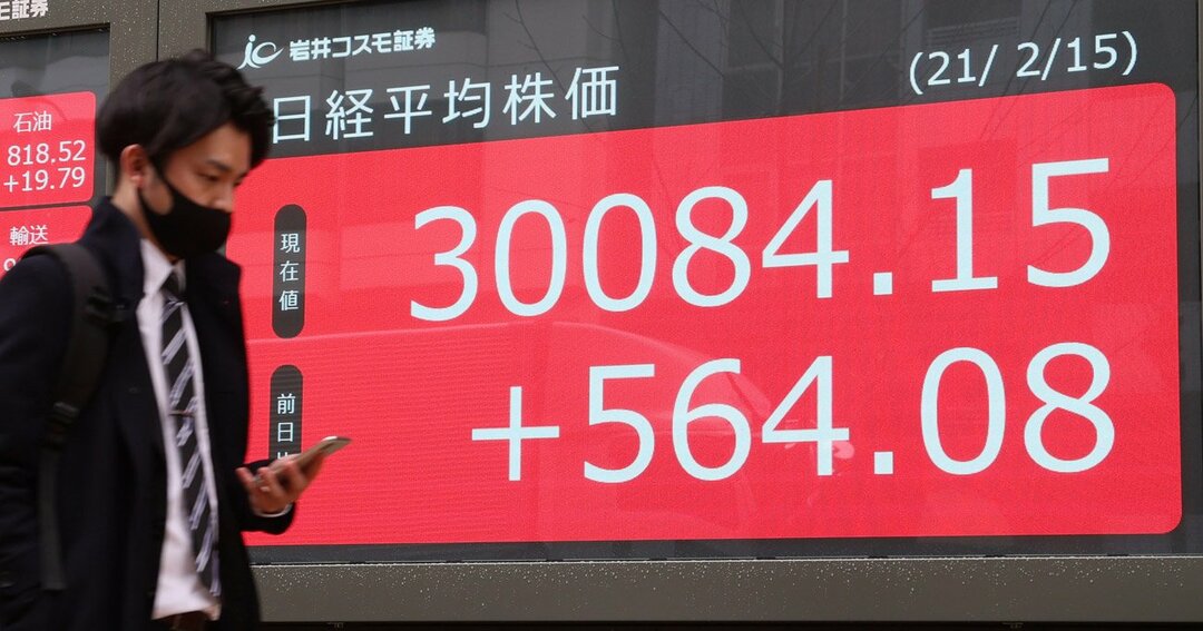 3万円台を回復した日経平均終値