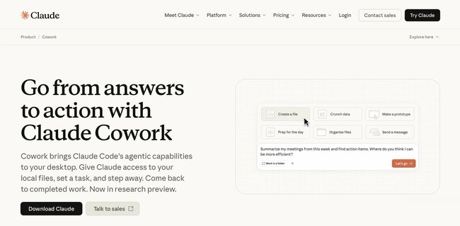 Anthropicは、Claude Coworkのエージェント技術を、有料プラン（Pro、Max、Team、Enterprise）の研究プレビューとして公開している。ローカルファイルの読み書きを行うことができ、それらのデータを使ってExcelスプレッドシートやPowerPointプレゼンテーションなどを作ることが可能だ