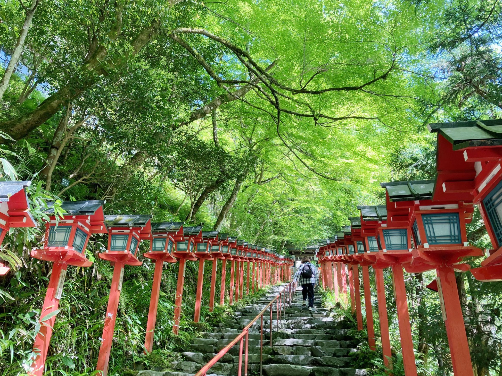 水の神をおまつりする貴船神社(左京区)の本宮へと続く石段