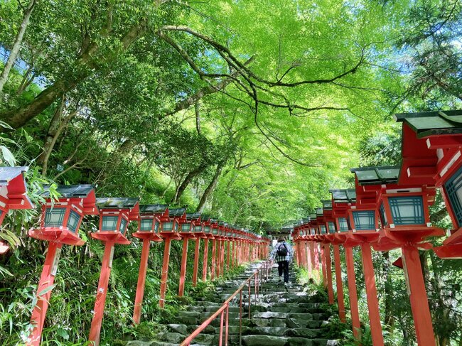 水の神をおまつりする貴船神社(左京区)の本宮へと続く石段