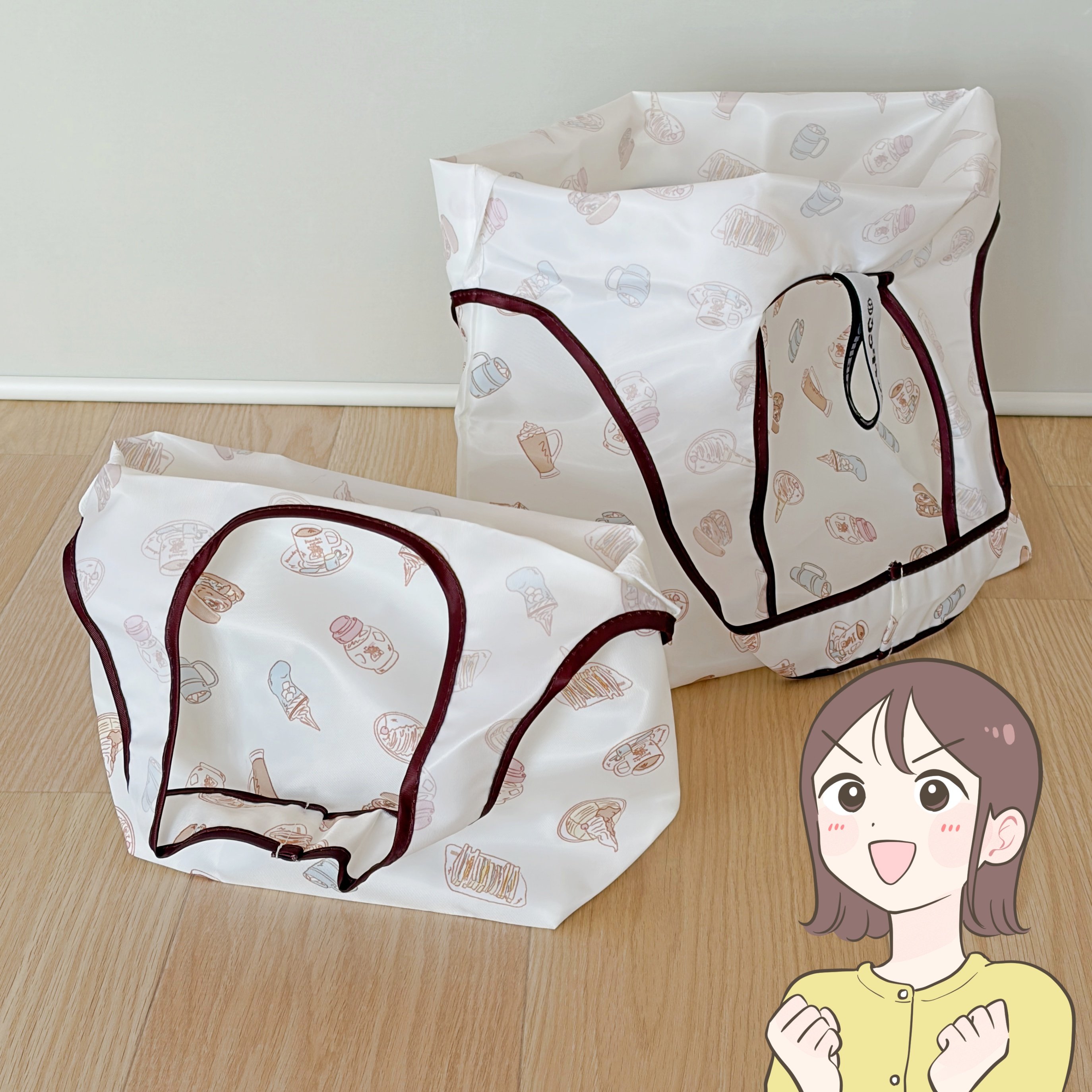 2Lペットボトルが6本も入った!コメダ珈琲の“自立するエコバッグ”大容量だしガバッと開いて使いやすい!「買ってよかった」「かわいいよな」