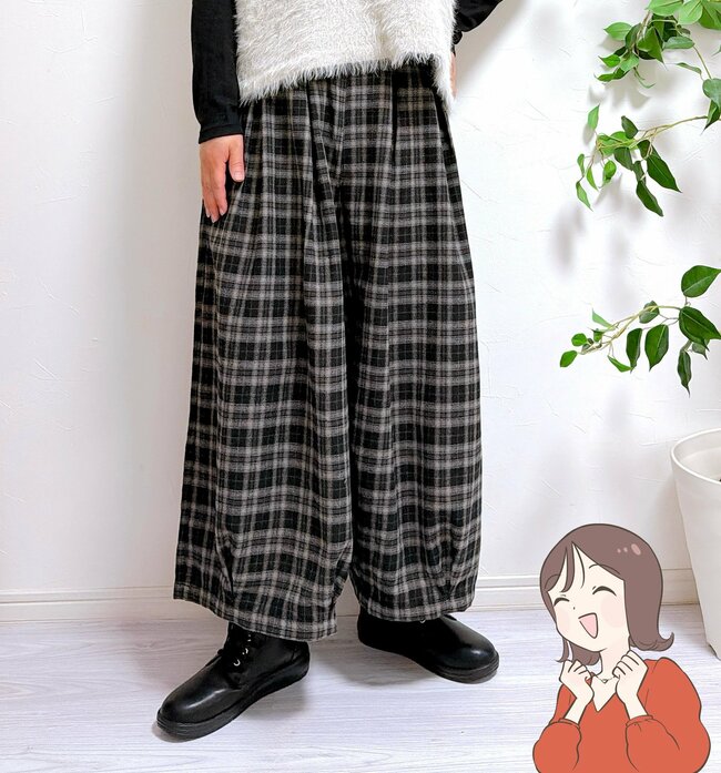 お尻や太ももが目立ちにくい！しまむらの「スカートみたいなパンツ」ふんわりシルエットでレトロ可愛い…！《購入レビュー》
