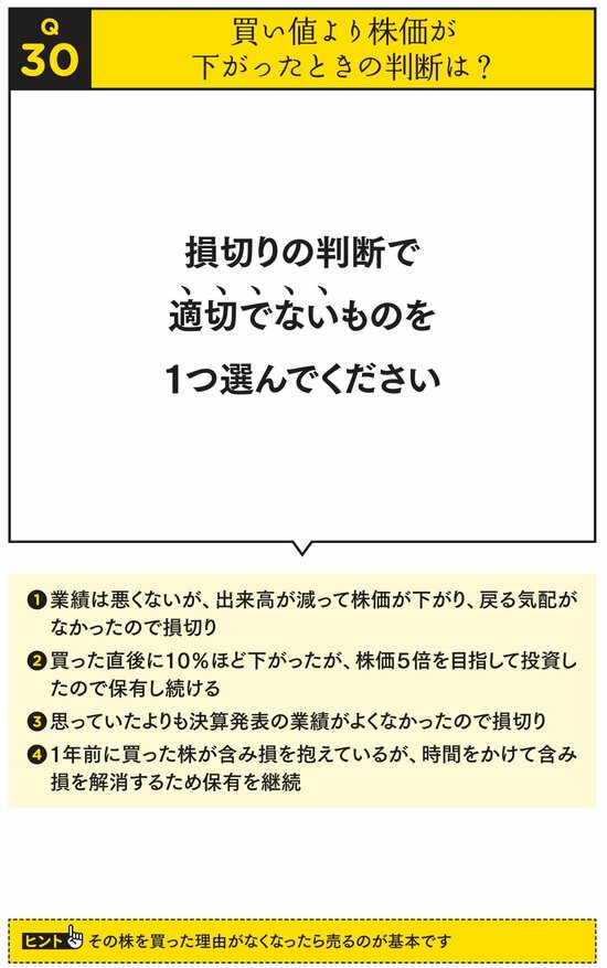 【株ドリル】買値より株価下がった…正しい損切りの判断は「どれ？」