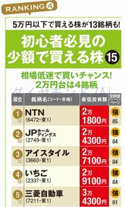 少額で買える株ランキング