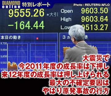 大震災で今2011年度の成長率は下押し来12年度の成長率は押し上げられる最大の不確定要因はやはり原発事故の行方