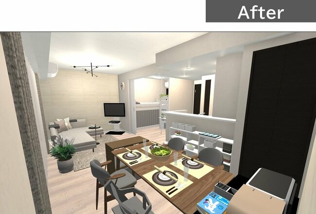 After-片づいた部屋は、視覚のノイズが減り、同じ広さでも広く見える