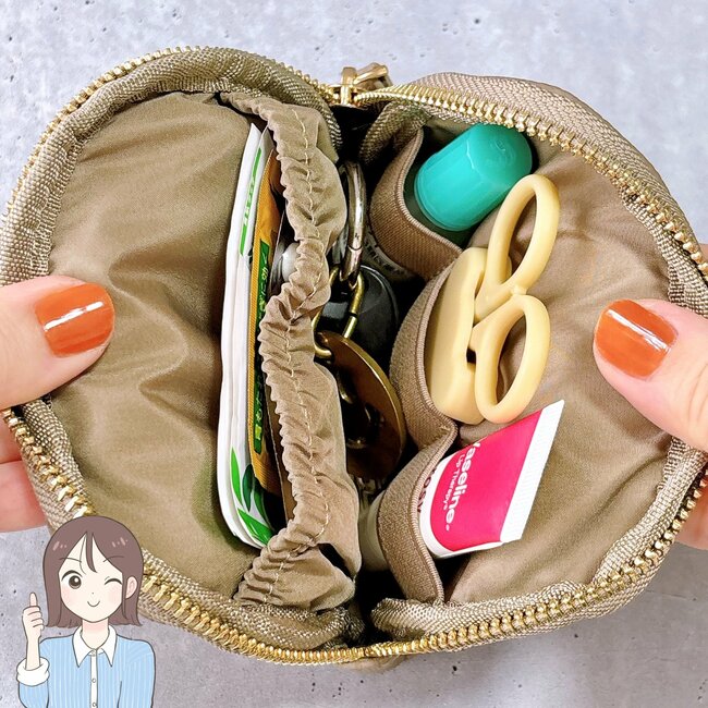 【3COINS】カードが60枚も入った！ガバッと開く「ぺたんこポーチ」小物をスッキリ持ち歩けて大助かり！《購入レビュー》