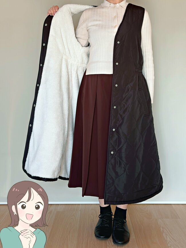 毛布を着てるみたい!しまむらの“2420円ジャンパースカート”羽織るだけでポカポカだから寒い日に手放せない!