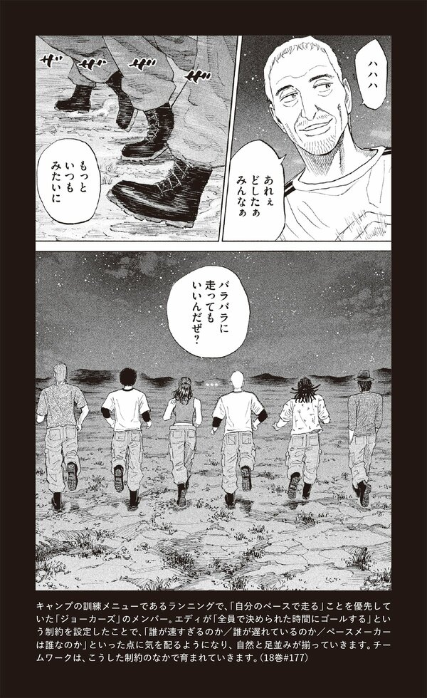 キャンプの訓練メニューであるランニングする「ジョーカーズ」のメンバー