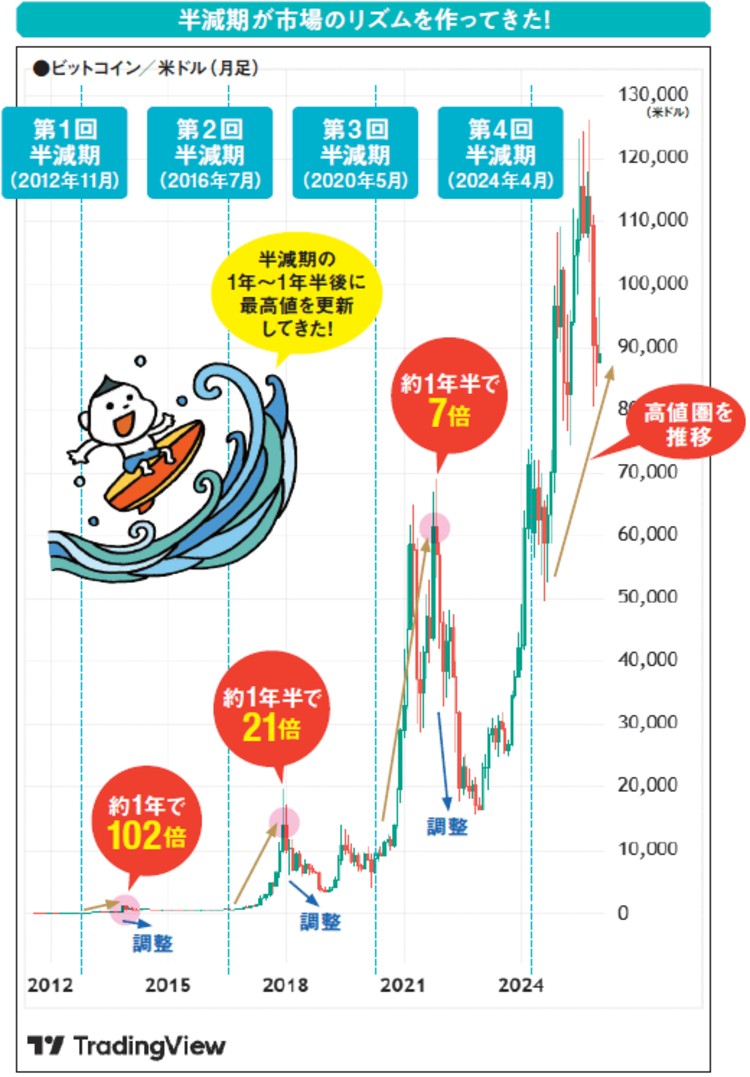 ビットコインの値動きと半減期
