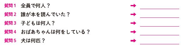 絵を10秒見て、5つの質問に答えよう