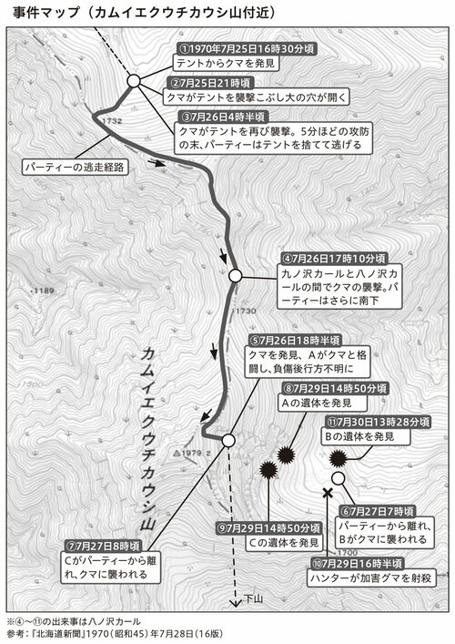 事件マップ（カムイエクウチカウシ山付近）