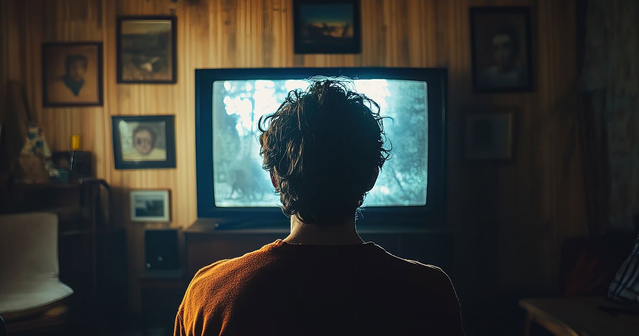 テレビをみる男性