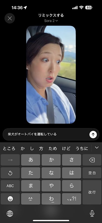 流れてきた動画で気に入ったものがあれば、「Remix」ボタンをタップして変更点を入力すれば、別バージョンの動画を生成できる