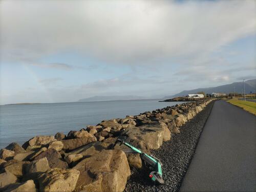 アイスランドではレンタル電動キックボードが、市内のあちらこちらに散乱していた。同国では日本のLUUPと異なり、返却場所の指定が特に定められていなかった（提供=筆者）