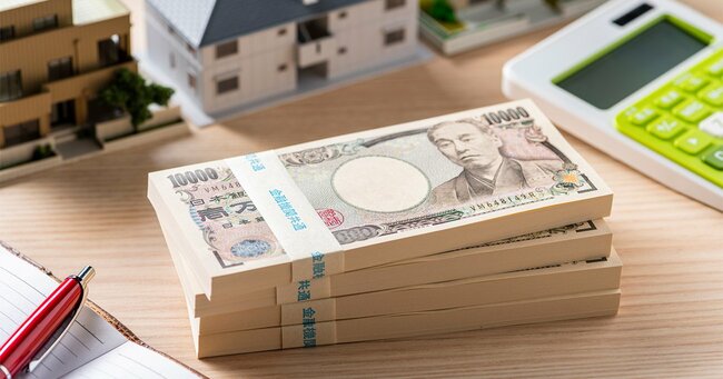 日本紙幣と住宅模型
