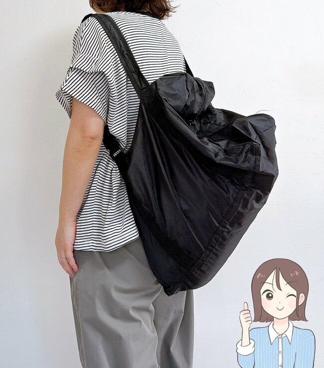 2泊分の荷物が入った!ダイソーの「ガバッと開く大容量バッグ」小さく畳めて天才すぎる!《購入レビュー》