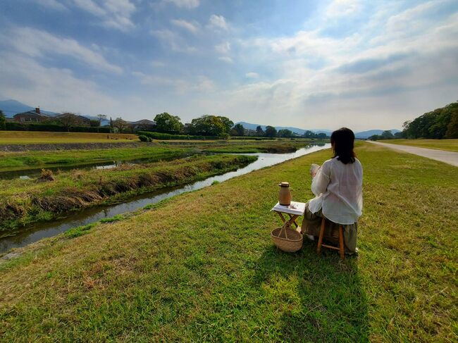 鴨川を眺めながらコーヒー