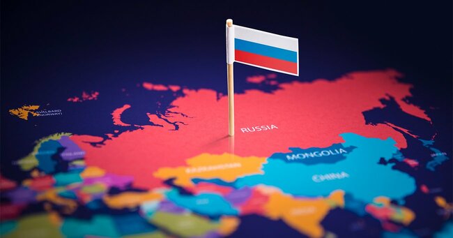 写真：ロシア,地図,旗
