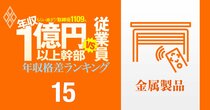 【金属製品15人】年収1億円以上の幹部vs従業員「年収格差」ランキング！幹部も従業員も年収低め…LIXIL、三和ホールディングス、文化シヤッターの格差の実態は？