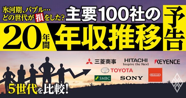 氷河期、バブル…どの世代が損をした？5世代を比較！ 主要100社の「20年間年収推移」＃予告