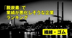 「脱炭素」で業績が悪化しそうな企業ランキング【繊維・ゴム】3位帝人、1位は？