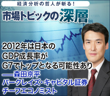 2012年は日本のGDP成長率がG7でトップとなる可能性あり――森田京平・バークレイズ・キャピタル証券チーフエコノミスト