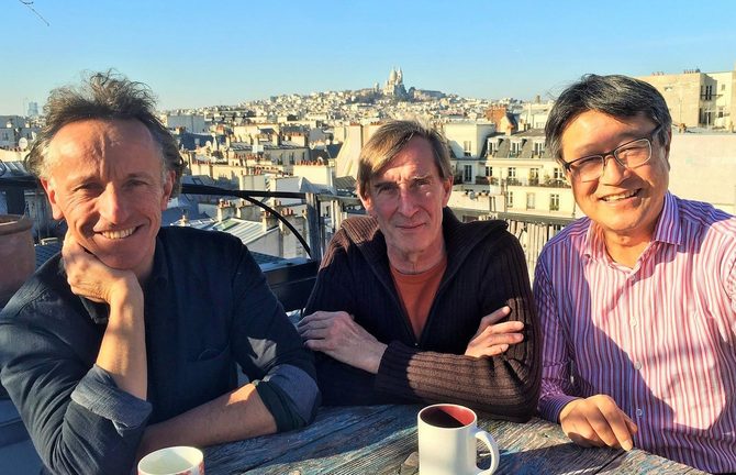 ジェローム・マルブレル氏(左)、ジョーンズ・ブルセロ氏(中央)と筆者