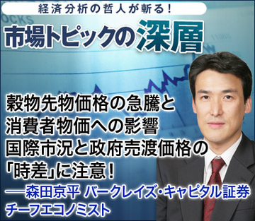 穀物先物価格の急騰と消費者物価への影響国際市況と政府売渡価格の「時差」に注意！――森田京平・バークレイズ証券　チーフエコノミスト