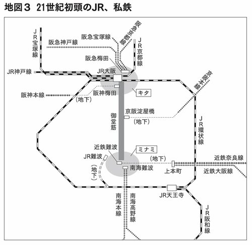 地図3 21世紀初頭のJR、私鉄