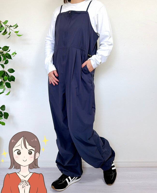  すぽんと着るだけで可愛い…！ワークマン新作の「楽ちんサロペット」サラッと着られて体型カバーできる！