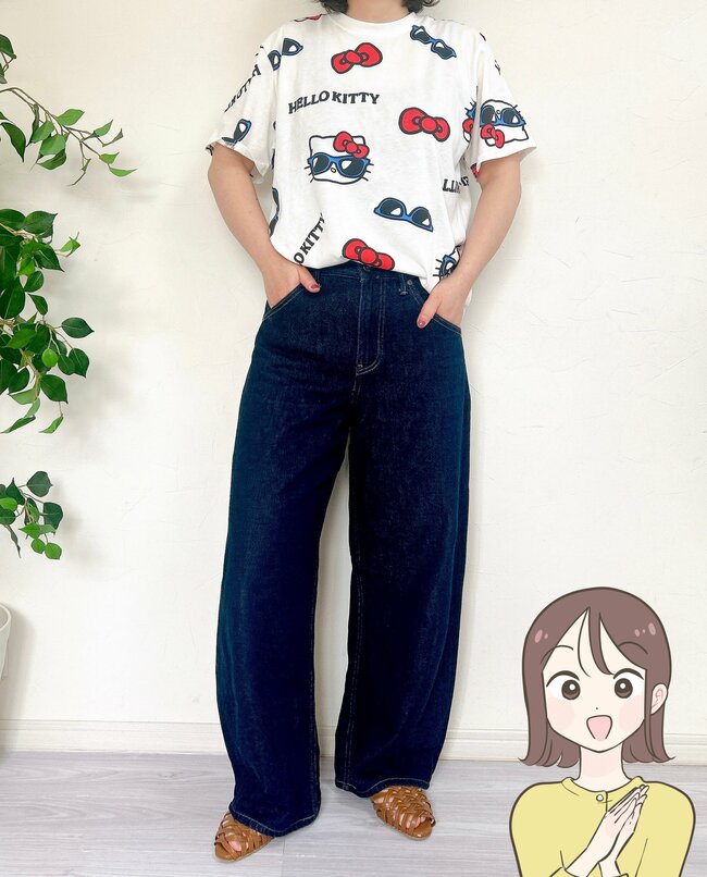 こんなキティちゃん、見たことない…！しまむら×サンリオの「古着っぽトップス」1枚着るだけで大人かわいいんです！