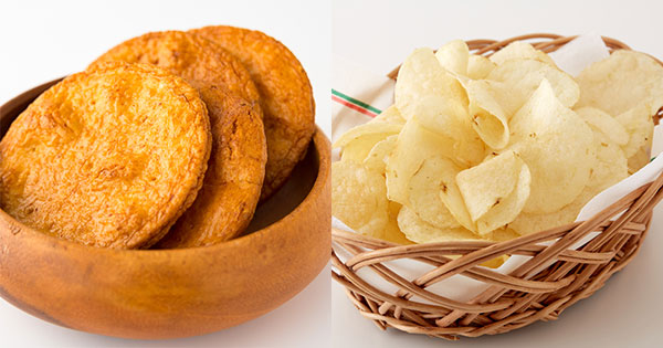 ポテトチップスとせんべい
