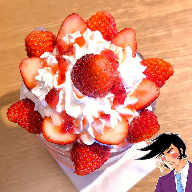 「カロリーやばそう！」「食べごたえ充分」びっくりドンキーの“デカすぎる苺パフェ”ボリューム凄くて笑っちゃった！「ジョッキグラスにパフェ入ってるのやばいくない？」