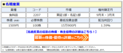 名糖産業(2207)、お菓子がもらえる株主優待を拡充!従来は年1回(9月末)だったが、200株以上の株主は年2回(3月末・9月末)の実施になって利回りアップ!
