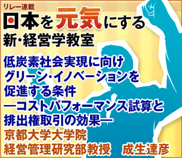 低炭素社会実現に向けグリ－ン・イノベ－ションを促進する条件―コストパフォーマンス試算と排出権取引の効果―京都大学大学院経営管理研究部教授　成生達彦