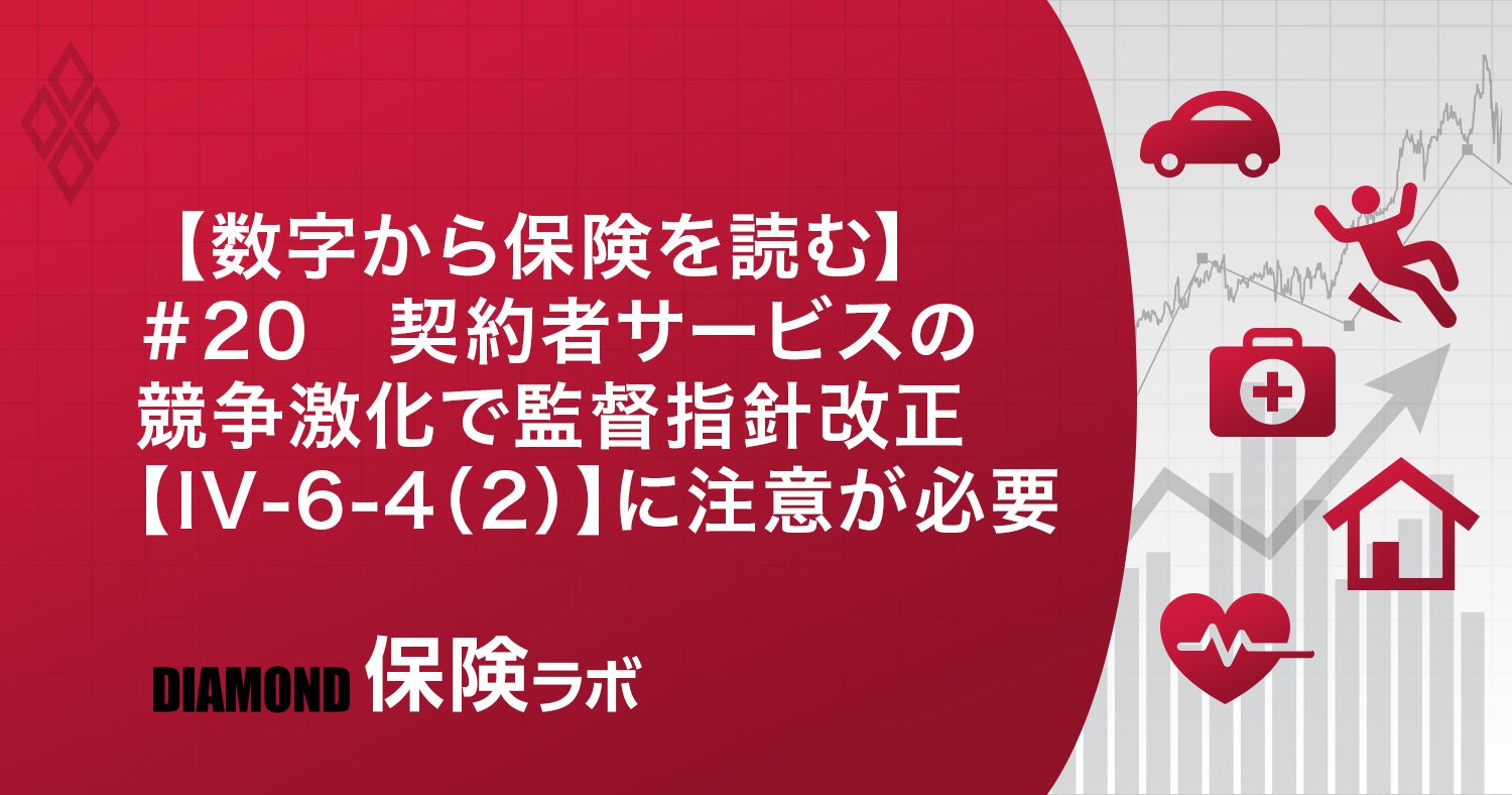 【数字から保険を読む】
#20 契約者サービスの
競争激化で監督指針改正
【IV-6-4 (2)】に注意が必要