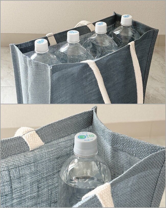 2Lのペットボトルが4本入る!ダイソー姉妹店の「大容量バッグ」色違いも欲しくなる優秀さです!