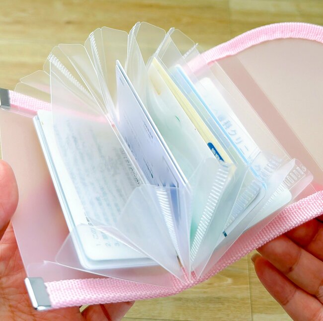 カードや診察券が30枚も入った…!セリアの「ミニチュアみたいなファイル」がミニ財布代わりになって天才!【購入レビュー】