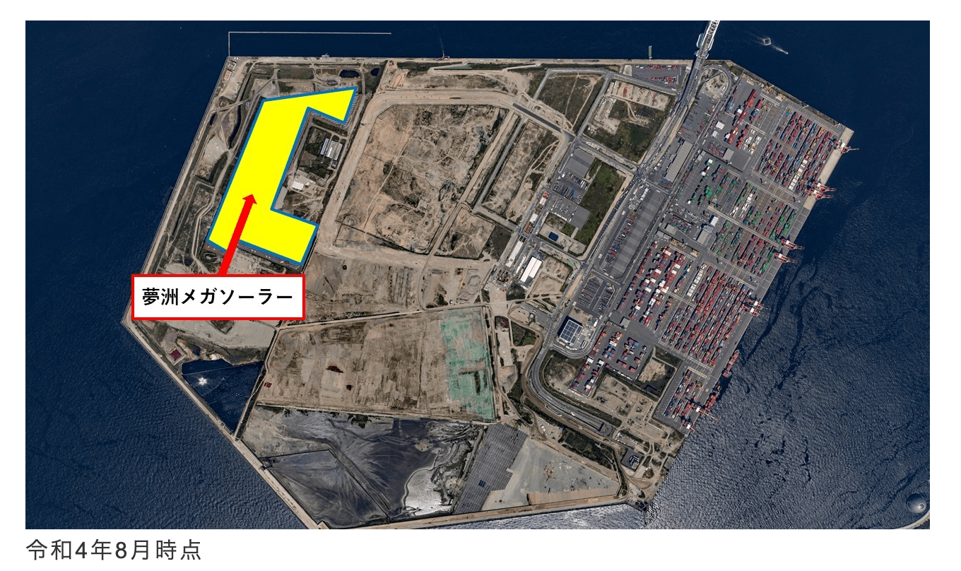 夢洲メガソーラーの位置を示す画像