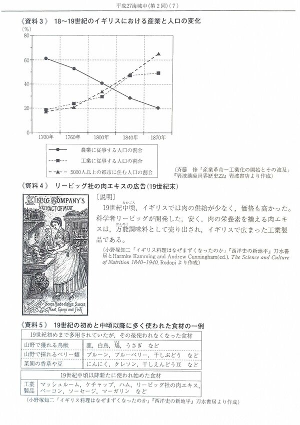 海城中学校　2015年度入試　社会5
