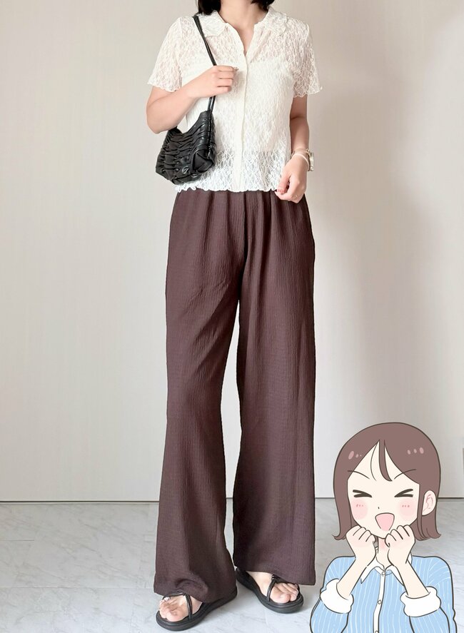 【しまむら】楽ちんすぎて毎日はきたい!1089円の「着痩せワイドパンツ」たっぷり着回せてコスパ抜群!《購入レビュー》
