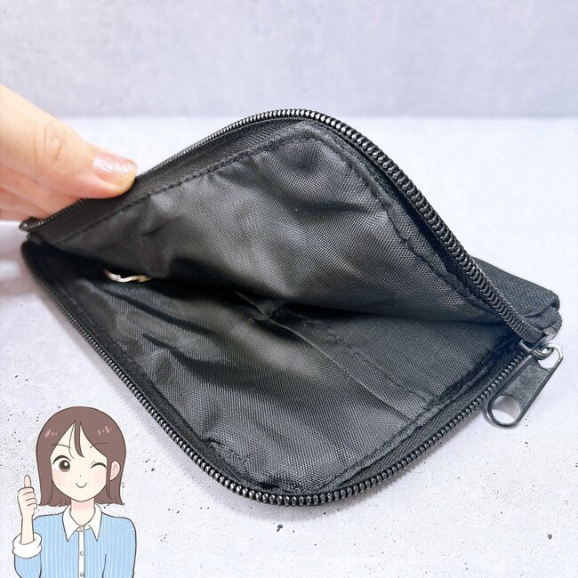 【ダイソー】カードが40枚も入った！ガバッと開く「ぺたんこポーチ」お財布代わりにもなって優秀！《購入レビュー》
