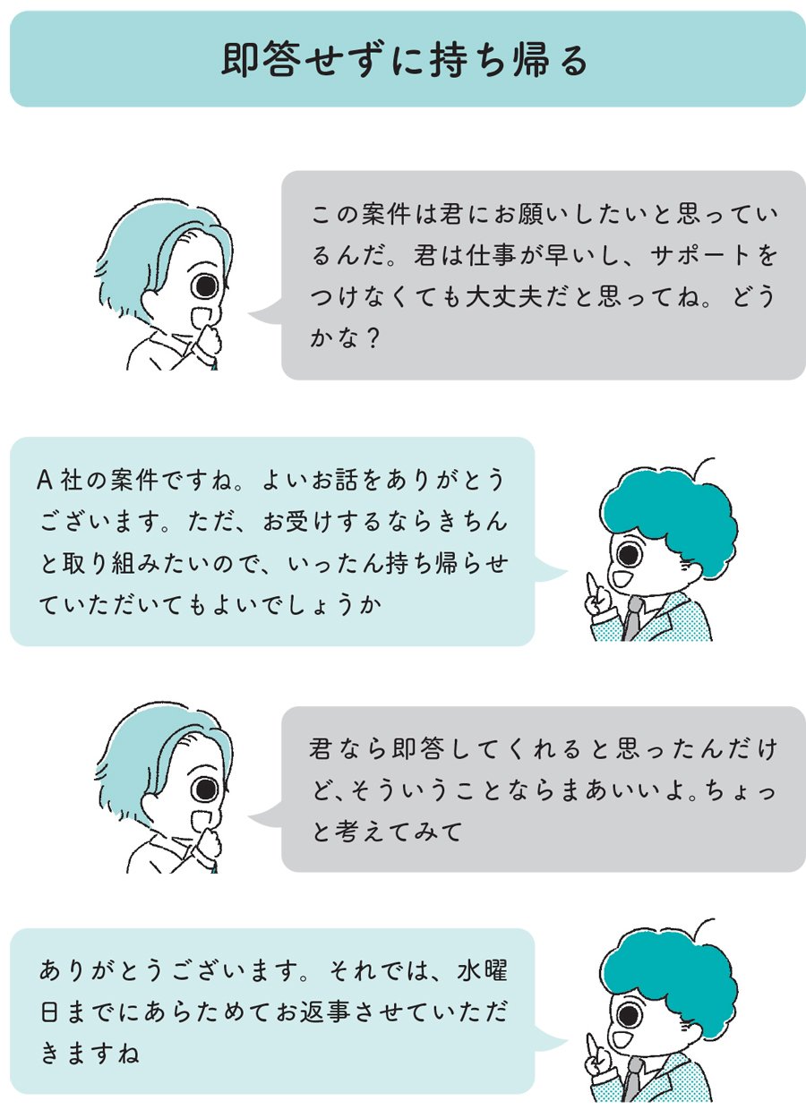 即答せず持ち帰る