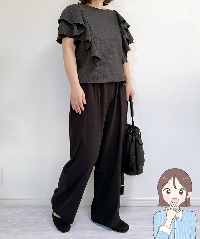 【しまむら】スタイルが良く見えて感動!1639円の「高見えワイドパンツ」びよ〜んと伸びる生地で楽ちん!《購入レビュー》