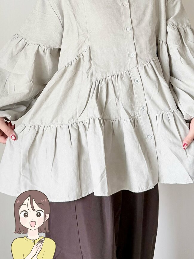 【しまむら】1枚着るだけでコーデがサマになる！おしりまで隠れる「ふんわりブラウス」オシャレに体型カバーできて感動！《着用レビュー》