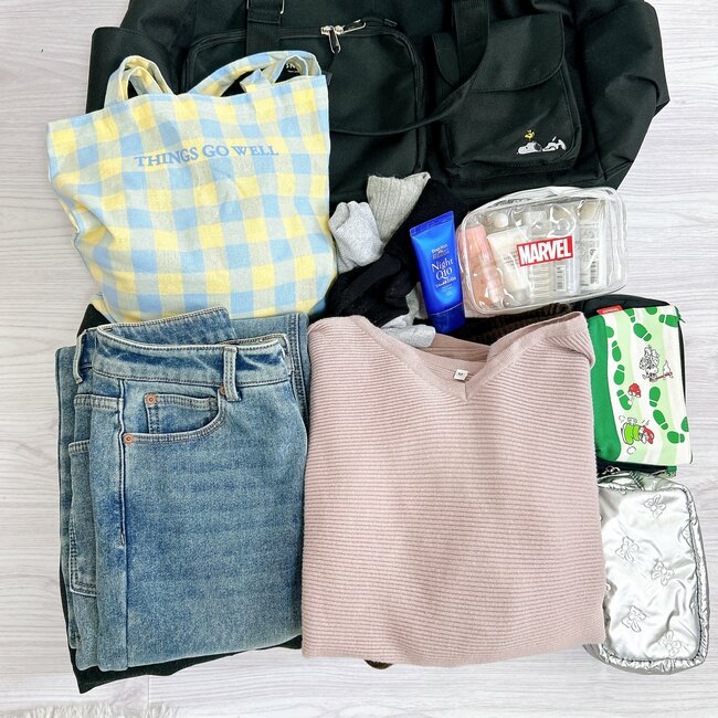 3泊分の荷物が入った！しまむらで見つけた「スヌーピーのボストンバッグ」今っぽいデザインがオシャレだし、2970円で買えるのすごい！