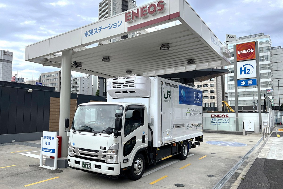 高輪ゲートウェイシティで実際に使われるFC(燃料電池)トラック